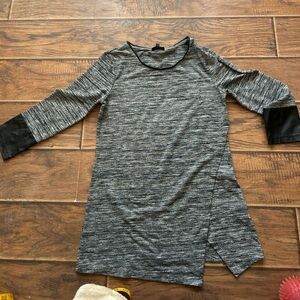Dynamite Sise Small Grey Long Sleeve with Faux Leather on Sleeve